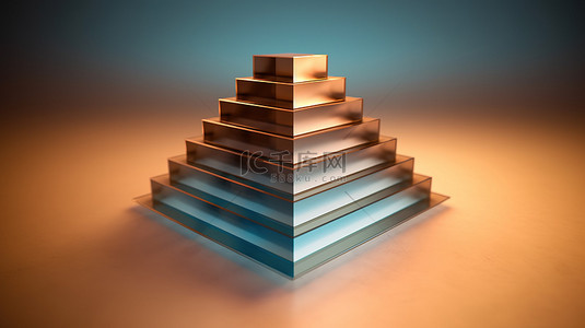 透视背景下令人惊叹的 3D 概念设计中的六层金字塔