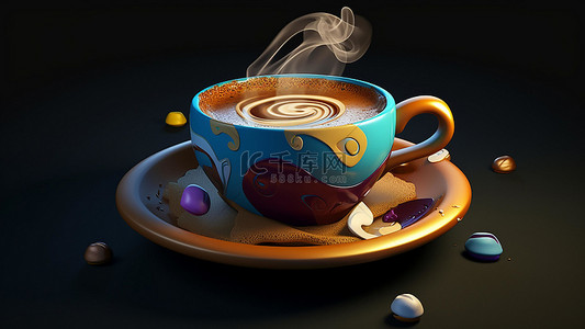 冰美式咖啡背景图片_咖啡饮品卡通香醇