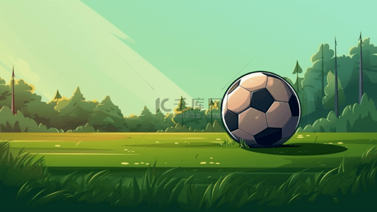 足球运动卡通背景图片_足球草地卡通背景