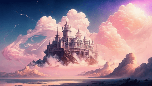粉色城堡背景背景图片_粉色天堂背景