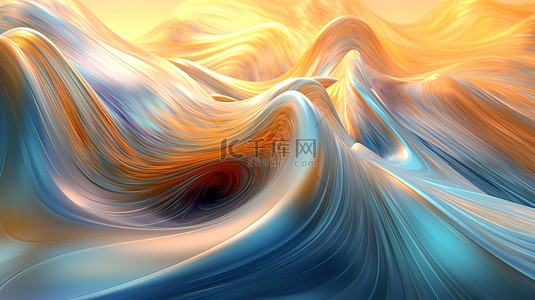 彩色波分形令人惊叹的抽象海洋艺术背景