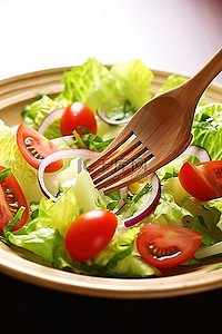番茄生菜和洋葱的健康沙拉