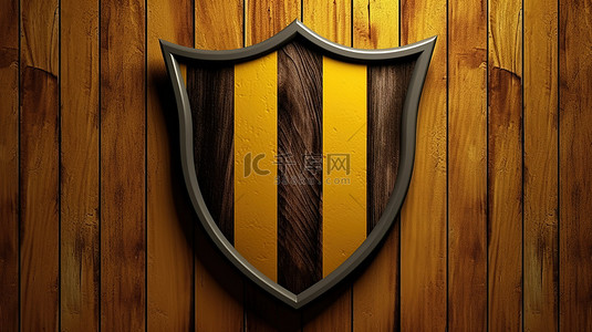黄金风铃木背景图片_带有黄色木条纹的中世纪盾牌令人惊叹的 3d 渲染