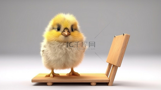 香椿背景图片_3D 渲染中带有空白符号的小小鸡