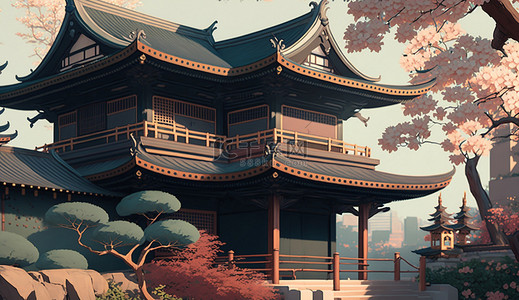 古典中国建筑背景图片_建筑植物古典背景