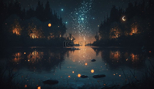 星空森林夜晚背景