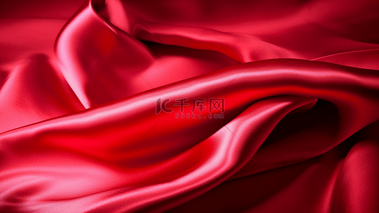 红色绸缎飘带背景图片_丝绸光泽红色插画