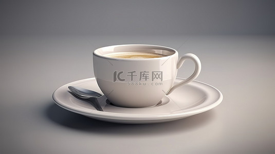 一杯独立咖啡的 3D 渲染