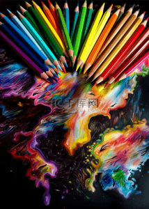 铅笔彩色艺术背景