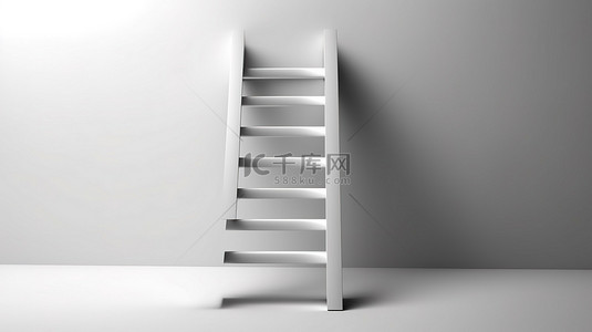 白影背景图片_抽象插图中带有 3D 白色梯子的阴暗灰度背景