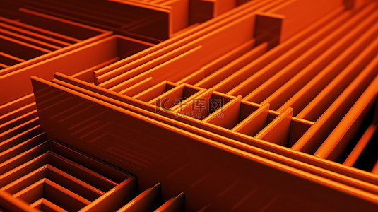 条纹橙背景图片_几何橙色线图案背景的 3D 插图