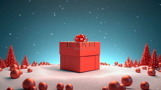用于广告的空圣诞礼品盒的充满活力的 3D 渲染