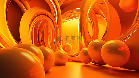 夏季氛围橙色和黄色抽象光背景 3d 呈现广告