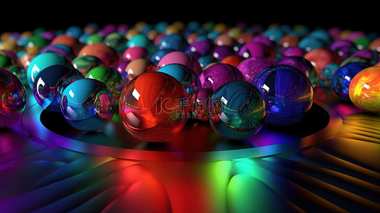 具有抽象图案的实验室漂浮 3d 彩虹球