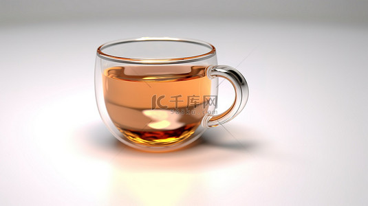 玻璃咖啡和茶杯的 3D 独立插图