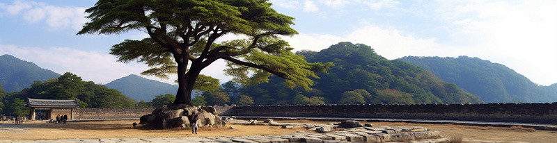 三面堡垒背景图片_古老堡垒中寺庙周围的山景