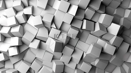 白色马赛克背景背景图片_带有抽象扭曲的灰色和白色马赛克背景图的 3D 渲染