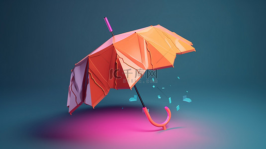 3d 卡通风格的低聚伞图标