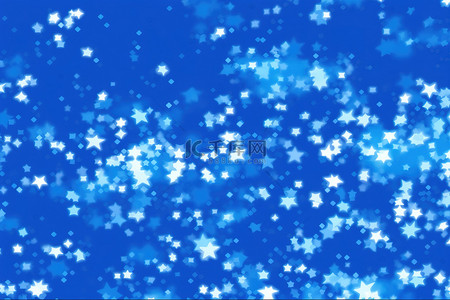 蓝色的大星星散布在白色的灯光下，相互重叠
