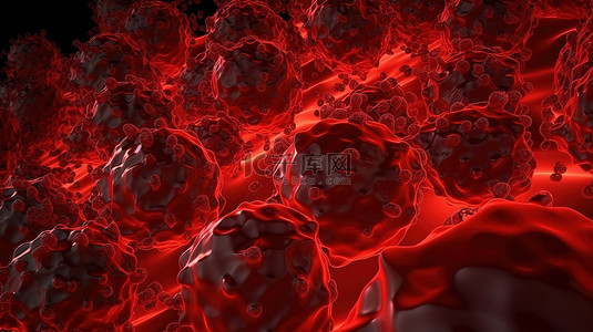 在 3d 中呈现的红色微观细胞