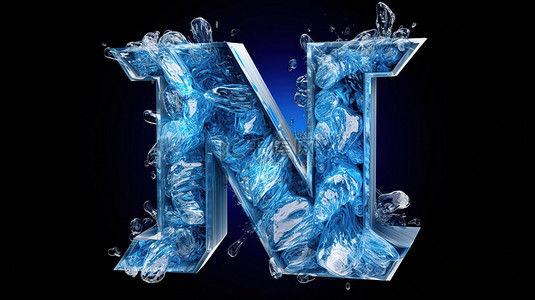 冰雪花背景图片_3d 渲染的冰 m 字母