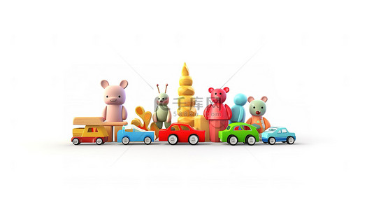 儿童玩玩具火车背景图片_为孩子们提供白色背景的充满活力的教育木制玩具横幅