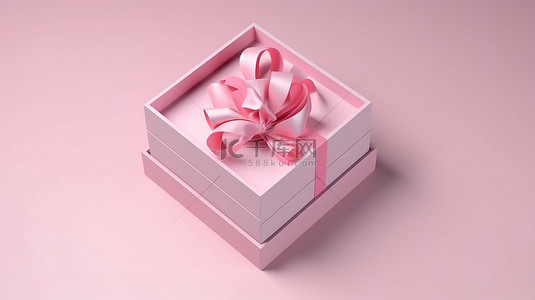 粉红色礼盒的简约风格 3d 顶视图渲染
