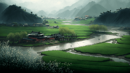 卡通精彩背景图片_清时节春回大地郁郁葱葱