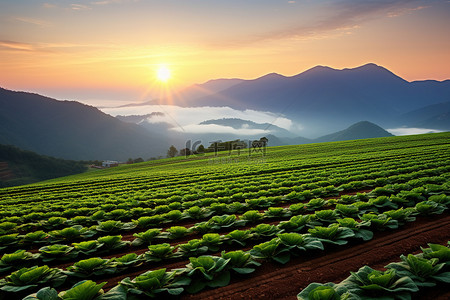 躺在菜地背景图片_夕阳西下的菜地