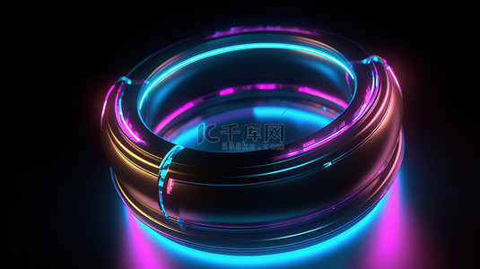 光环彩色背景图片_抽象 3d 霓虹灯渲染中的发光环