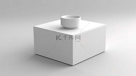食品袋样机背景图片_咖啡或茶白盒的 3D 插图