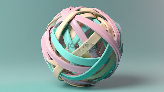 极简主义设计隔离背景，在柔和的彩色 3d 球体上有扭曲的线条
