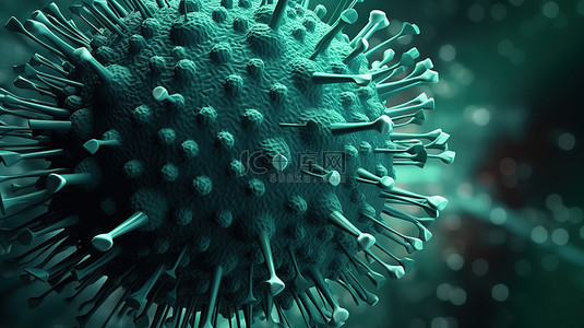 医疗科插画背景图片_概念性 3D 病毒的插图