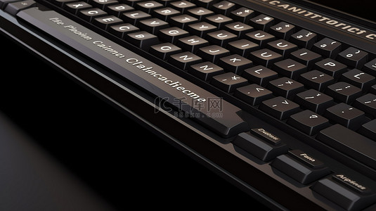 3d 渲染黑色键盘，具有合规性键，反对技术背景，象征着商业成功