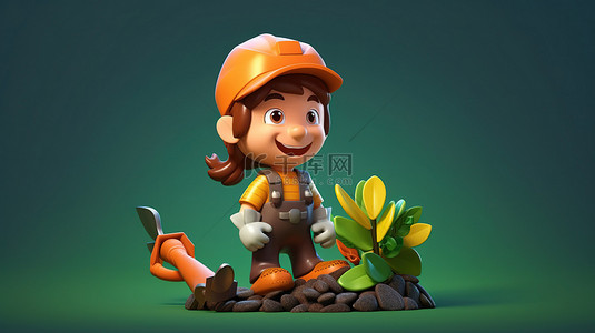 英雄背景图片_3D 艺术中的异想天开的园丁