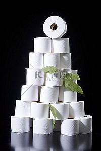 卫生纸卷堆放在金字塔中