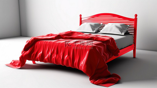 睡觉的人背景图片_单色3d图标单色红床