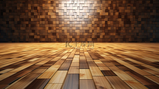 硬木地板篮球场的 3d 渲染