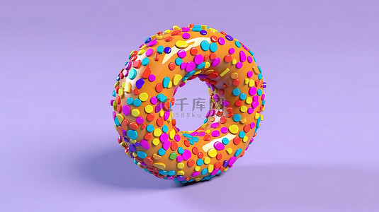 背景工作台背景图片_柔和背景下像素化彩色甜甜圈的 3D 渲染