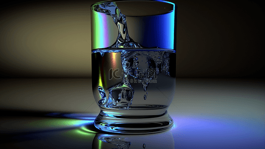 卡通蓝色水滴背景图片_水蓝色杯中水花气泡背景