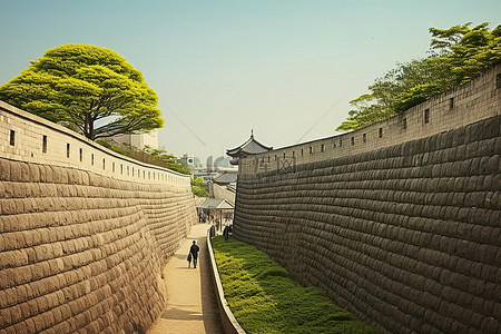 韩国城南市的街道和墙壁