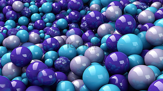 背景多彩背景图片_抽象蓝色和紫色球组的特写 3D 渲染