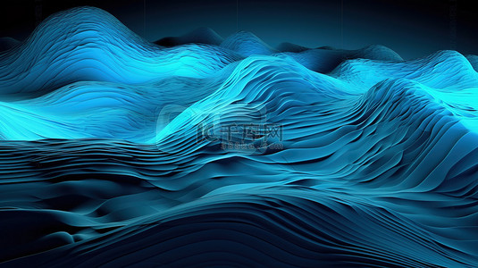 3d 渲染中发光的蓝色抽象背景