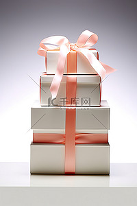 情人节橙色背景图片_一个带有白色盒子和橙色蝴蝶结的分层盒子