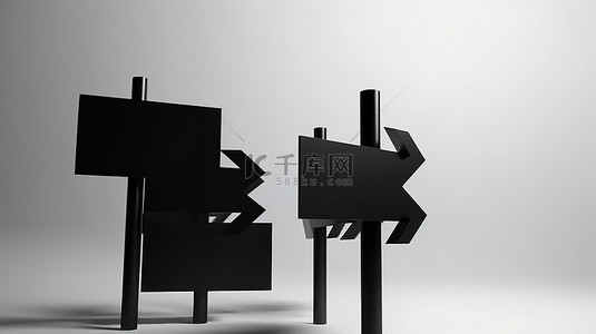 黑色餐厅背景图片_白色背景显示 3d 黑色方向标牌模型