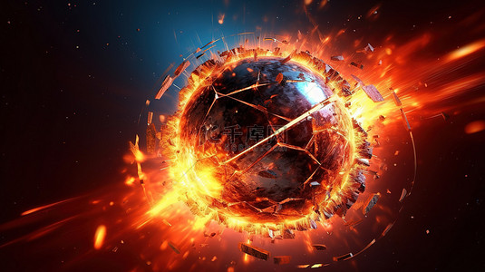 消灭爆炸背景图片_球体被炽热激光消灭的 3D 插图