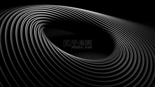 海报深色背景背景图片_单色背景上扭曲的黑色圆圈的抽象 3D 渲染