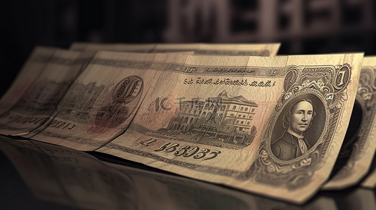 5 张摩洛哥迪拉姆纸币在 3D 渲染中以穆罕默德五世为特色