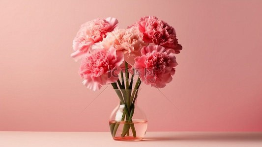 送鲜花背景图片_鲜花母亲节快乐花束粉色背景
