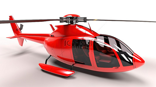 直升机模型背景图片_白色背景上光滑的红色直升机的 3d 模型